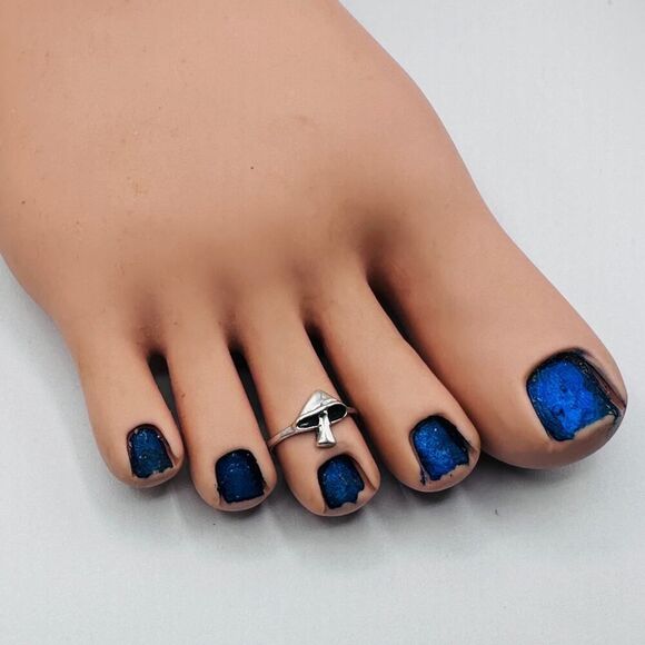 Sterling Silver Mushroom Toe Ring - Picture 1 of 4
